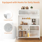 Pantries, Kitchen Pantry Cabinet, Tall Storage Cabinet with Glass Doors & Adjustable Shelves, Cabinet Cupboard for Kitchen, Living Room, Dinning Room