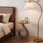 LITTLE TREE 2-Tier Round End Table, Small Side Table for Couch, Living Room, Bedroom, S-Shaped Accent Tables for Small Spaces, Walnut Finish