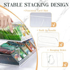 Acrylic Tea Bag Organizer with Adjustable Dividers, 2 Tier Tea Bag Holder Stackable & Wall Mount Storage Box, Custom Compartments Fit All Size Tea Bags for Drawer, Cabinet, Countertop Organization
