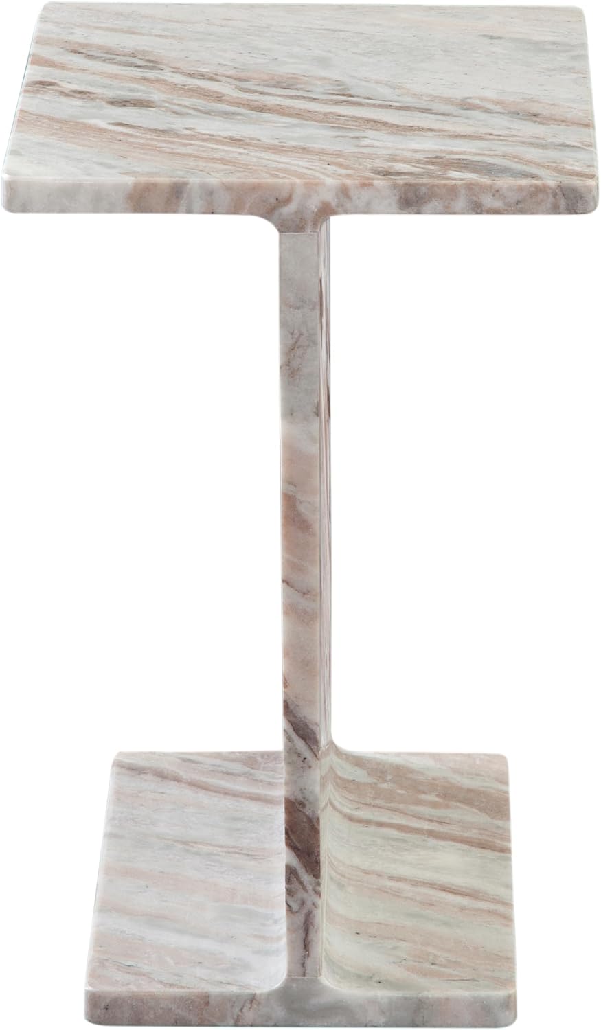 Steve Silver Furniture Irma I-Beam Toronto Brown Marble End Table, Living Room Piece, Side Table, Modern Design, 15"" L x 12"" D x 18.25"" H, Brown