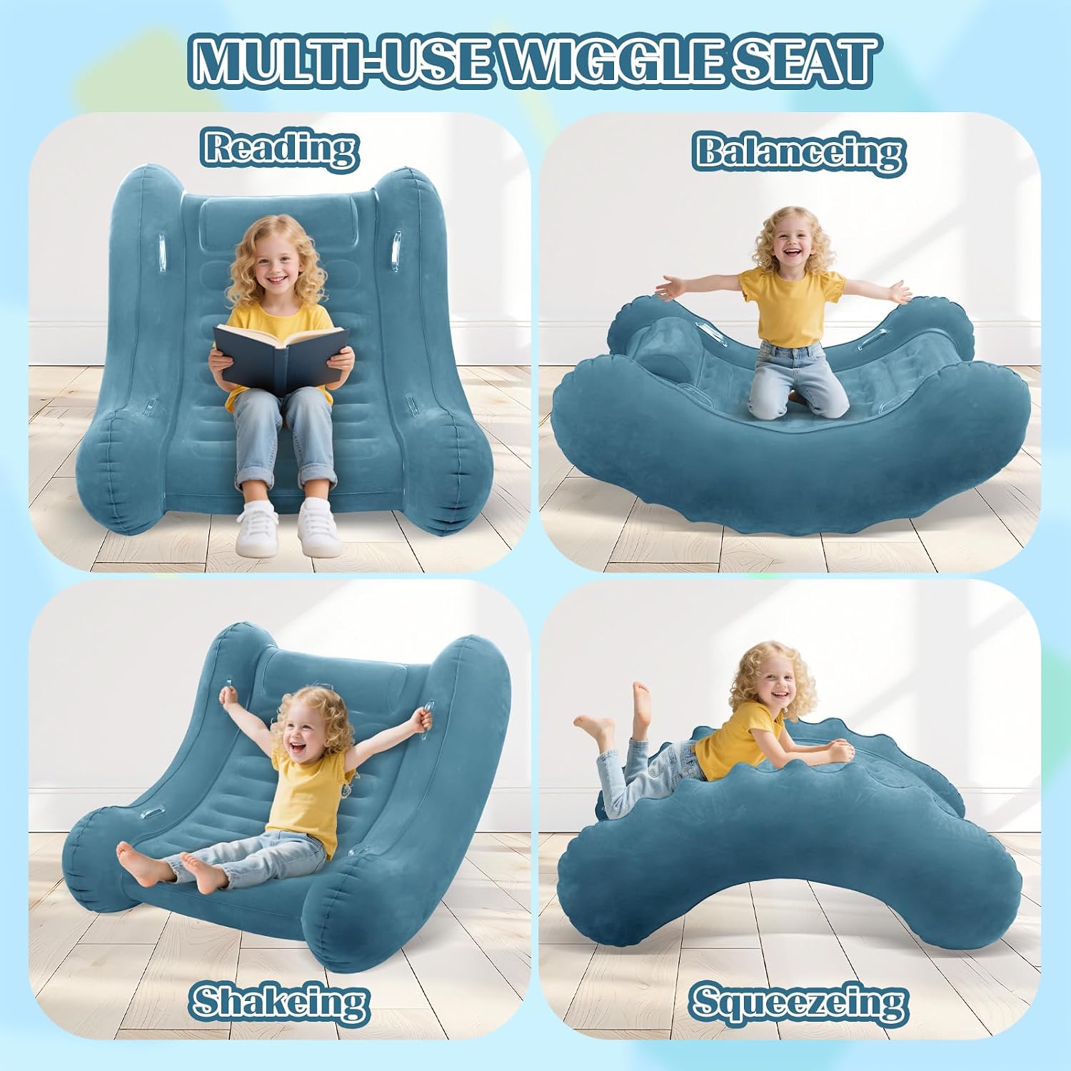 Sensory Rocker Chair for Kids, 55” x 55” x 46” Air Cloud Rocker, Inflatable Sensory Chair for Autistic ADHD Child, Indoor/Outdoor Toddler Rocking Chair