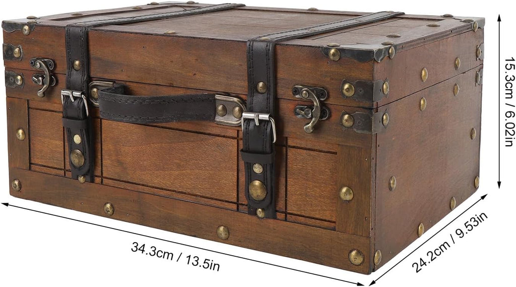 Vintage Distressed Wooden Chest Storage Trunk Handbag for Clothes Toys Photo Prop (Large)