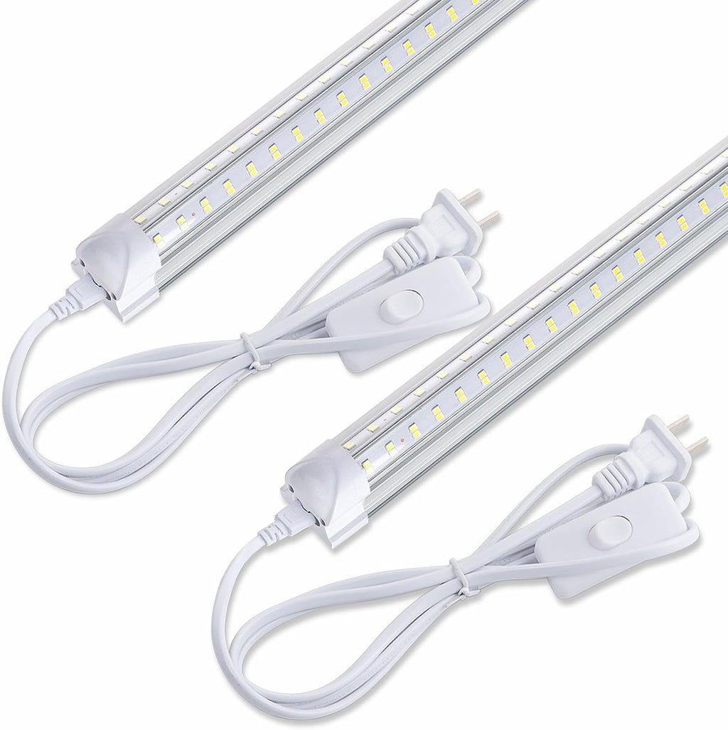 2FT LED Shop Light, 25W 3100lm Super Bright 6500K, Clear Cover, V-Shape, Linkable T8 LED Fixture and Under Cabinet Lights for Workbench, Garage (2 Pack)