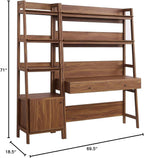 Modway 2-Piece Home Office Desk and Bookshelf Display Case in Walnut
