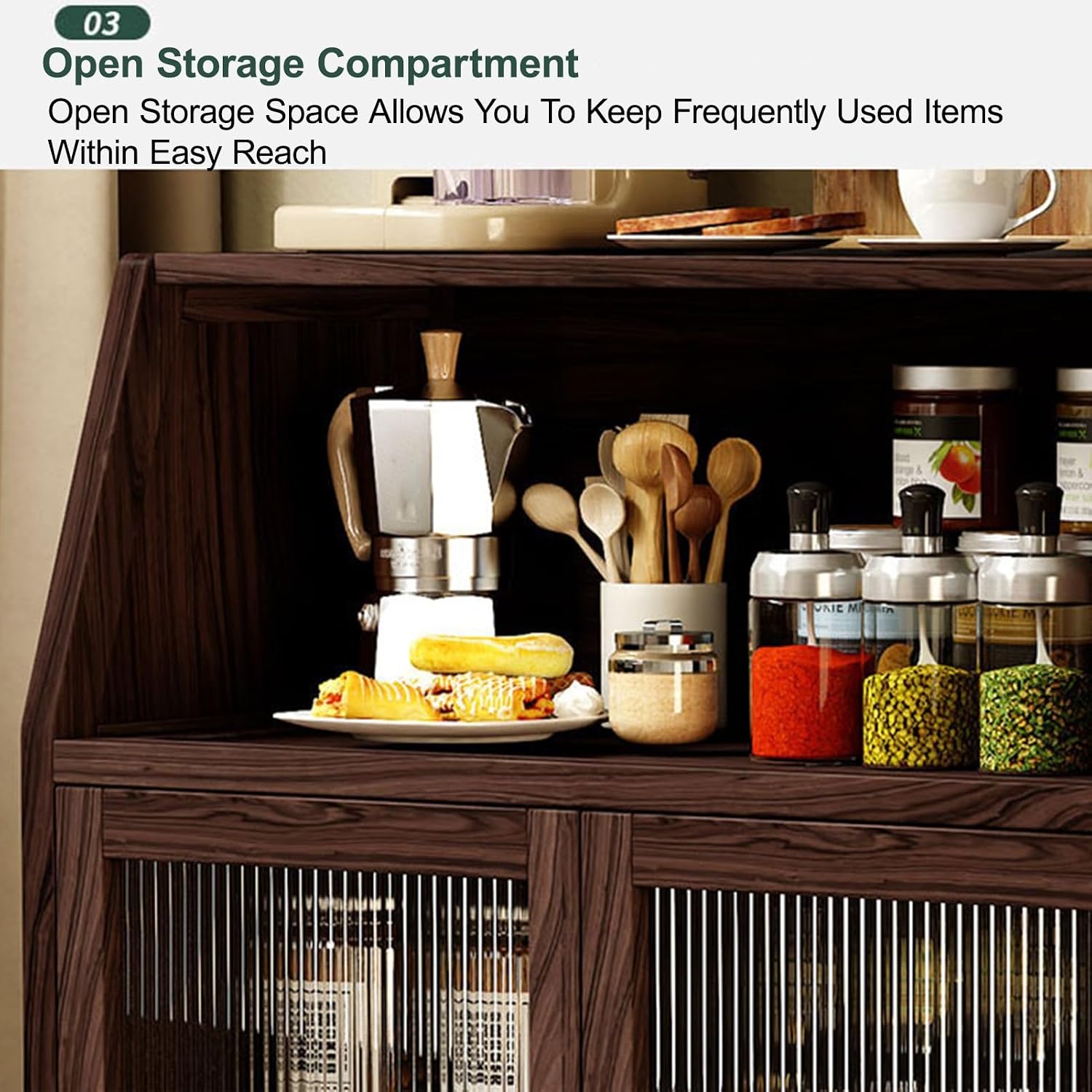 Storage Cabinet with Drawer - Tall Freestanding Kitchen Pantry Cupboard for Dining Room and Living Room, Assembly Required