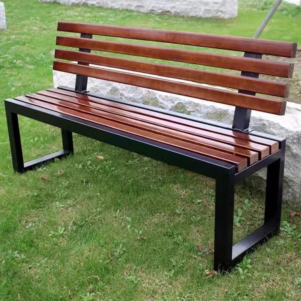 Patio Benches for Outdoors Park Chair Outdoor Bench Courtyard Shopping Mall Rest Back Solid Wood Garden Benches for Outdoors