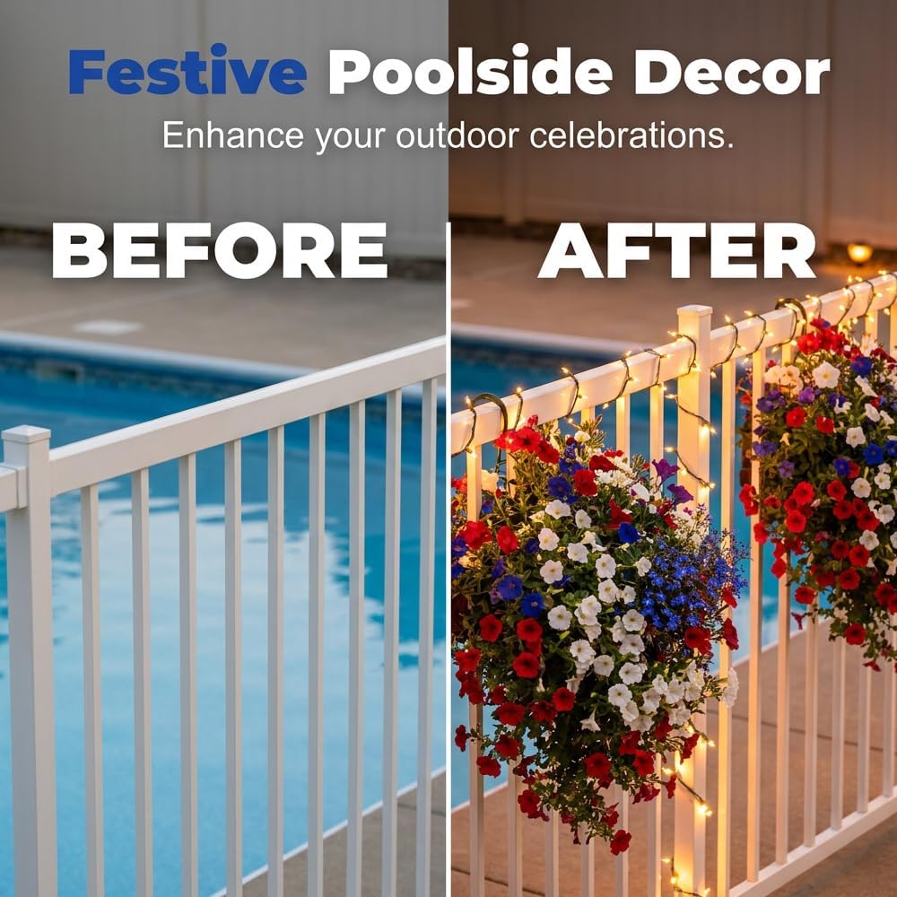 4th of July Decoration Tricolor Patriotic Artificial Flower, Red White and Blue Hanging Flowers for 250th Independence Day Decor, Artificial Hanging Flowers for Window Decorations (LED Flower)