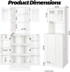 HRVEOCEI Tall Pantry Cabinet with Doors and Adjustable Shelves, 71'' Freestanding Kitchen Cabinet Storage with Microwave Stand, White Food Pantry Cabinet & Cupboard for Kitchen, Dining Room, Wood