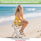 STAY GENT 18''L X 15''W 2 Set Directors Chair Replacement Canvas for 18'' Director Chairs, Replacement Cover Canvas Seat and 19.7''L X 6.3''W Back Covers Kit for Director Chairs Movie Chair, White