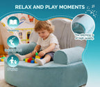 Snuggly Toddler Chair Soft Kids Sofa Cozy Kids Chairs Comfy for Toddlers 1-3, Plush Child Seat with Carry Handle Green Shell