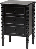 Baxton Studio Malinda Classic Black Wood 3-Drawer End Table with Spindle Legs