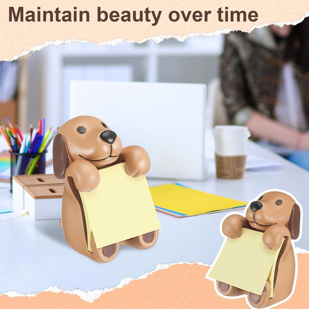 Chunful 3pcs Pop-up Note Dispenser Set Include Resign Brown Dog Note Dispenser, 2 Pcs 3" x 3" Sticky for Office Desk Accessories