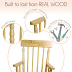 My Bambino Childrens Personalized Rocking Chair Natural Wood Engraved with Toddler Name Baby Gift