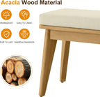 Wisteria Lane Acacia Outdoor Bench with Removable and Washable Cushion, 59" L×15.82" W Porch Bench, All-Weather Solid Wood Outside Chair for Proch Garden, Lawn