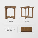 Lexicon Modern Square End Table with Cross Legs, Maple Veneer Wood Accent Table for Living Room, Bedroom, Office, Entryway, Apartment, Easy Assembly, Brown
