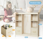 EXPERLAM 4-in-1 Toy Storage Organizer with Stuffed Animal Storage, Solid Pine Kids Bookshelf and Toy Shelf, 6 Cube Shelf with 2 Removable Drawers, Stuffed Animal Zoo for Kids Room, Playroom, Nursery