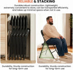 30 Pack Folding Chairs, Fabric Dining Chair Set with Padded Cushion and Back, Indoor Outdoor Seat for Home Office, Parties, Events, Wedding, Extra Guest Seating, Obsidian Black