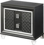 Metallic Gray Finish Nightstand, Modern Style 2-Drawer Night Stand,for Small Spaces