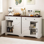 LCRBOL Buffet Cabinet with Storage, Coffee Bar with Drawer & Adjustable Shelf, Modern Sideboard for Kitchen, Living Room, White