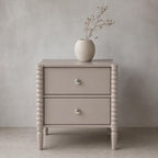 2-Drawer Nightstand, Modern Bedside Table with Silver Handles, 19.69" W × 15.75" D × 21.65" H, Kashmir MDF Cabinet with Wood Legs, End Table for Bedroom Living Room
