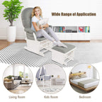 Costzon Baby Glider and Ottoman Cushion Set, Wood Baby Rocker Nursery Furniture for Napping, Nursing, Reading, Upholstered Comfort Nursery Chair w/Padded Armrests & Detachable Cushion (Light Grey)