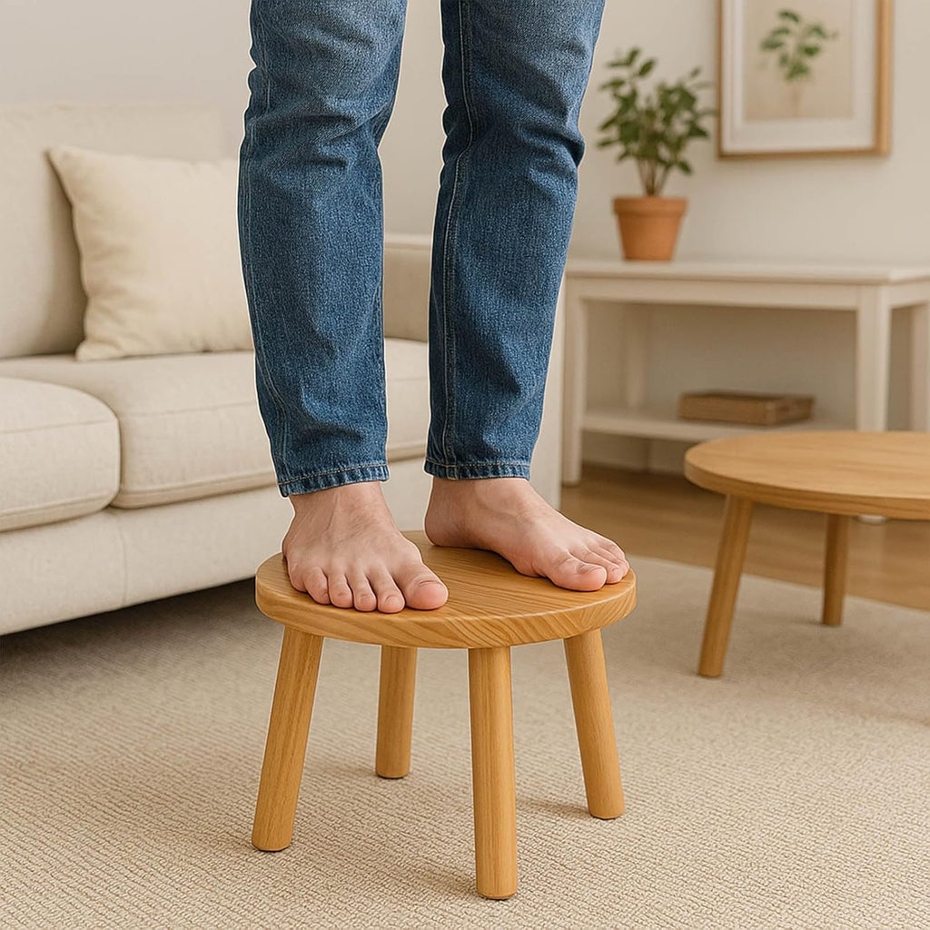 Solid Wood Step Stool for Kids & Adults - Multi-Use Toddler Wooden Stool for Bathroom, Playroom, Living Room,Sturdy 4-Leg Design with Non-Slip Pads,Easy Clean Surface,Easy Assembly