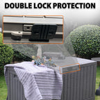 Durable Outdoor Storage Container, All-Weather Patio Storage Bench, Fine Rain Dust Resistance, Safety Lock Design, Assembly Without Tool, Space Saving Structure for Yard Daily Use 804E