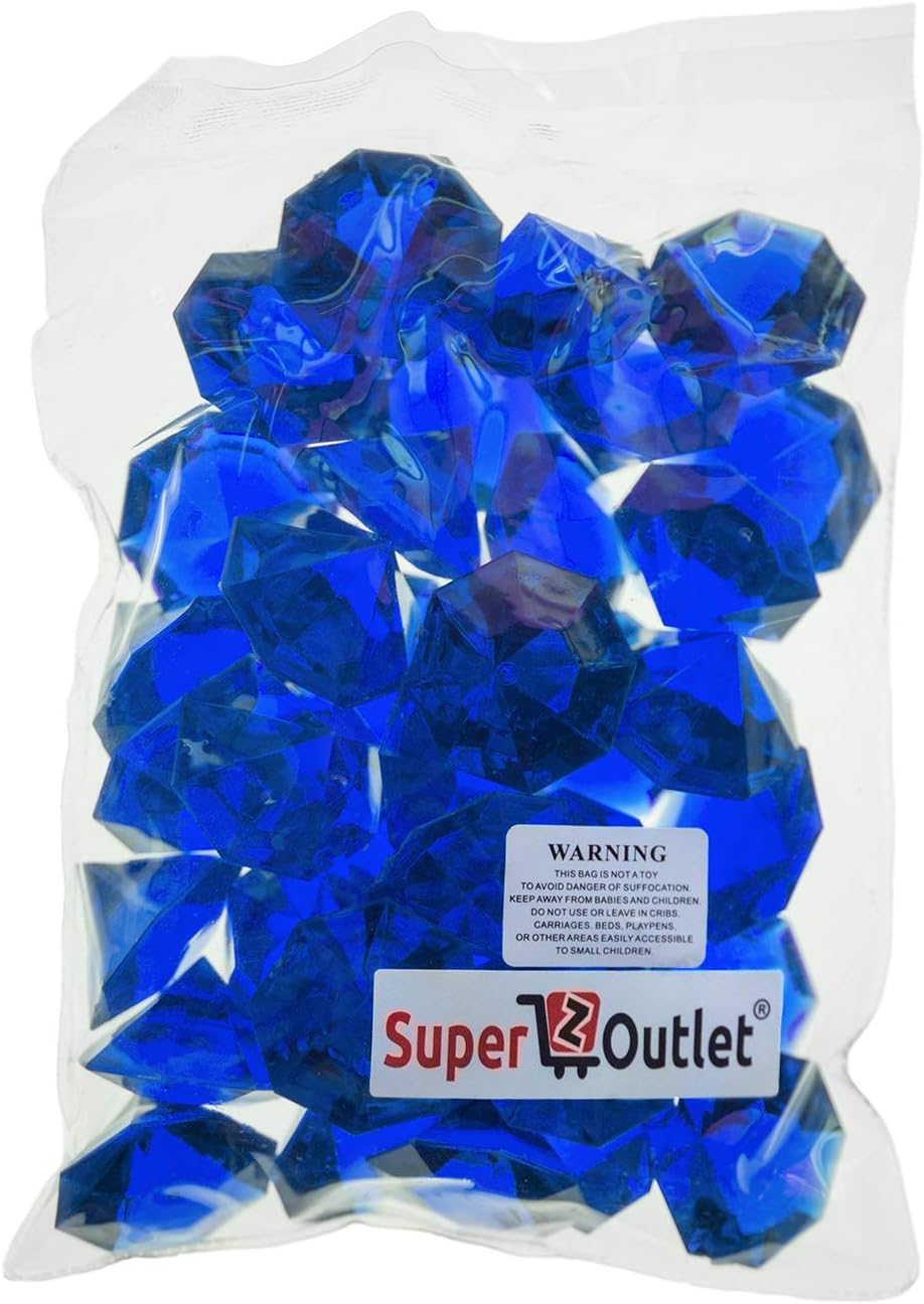 Super Z Outlet Acrylic Table Scatter Accents and Vase Fillers for Events, Weddings, Crafts, and Parties – 36-Piece Set (Royal Blue)