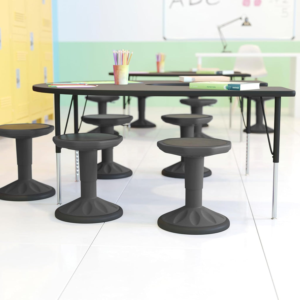 Flash Furniture Carter Adjustable Height Kids Active Stool - Flexible Gray Stool for Classroom and Home - Non-Skid Bottom - Rubberized Seat - 14" - 18" Seat Height