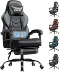Big and Tall Gaming Chair 350lb, Ergonomic Computer Chair with 2-Point Lumbar Vibration Massage, Breathable PU Backrest, Footrest, Multiple Colors for Adults Kids Gaming Office（Grey）