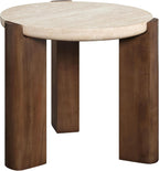Acme Furniture Leonardo End Table in Travertine Top & Dark Oak
