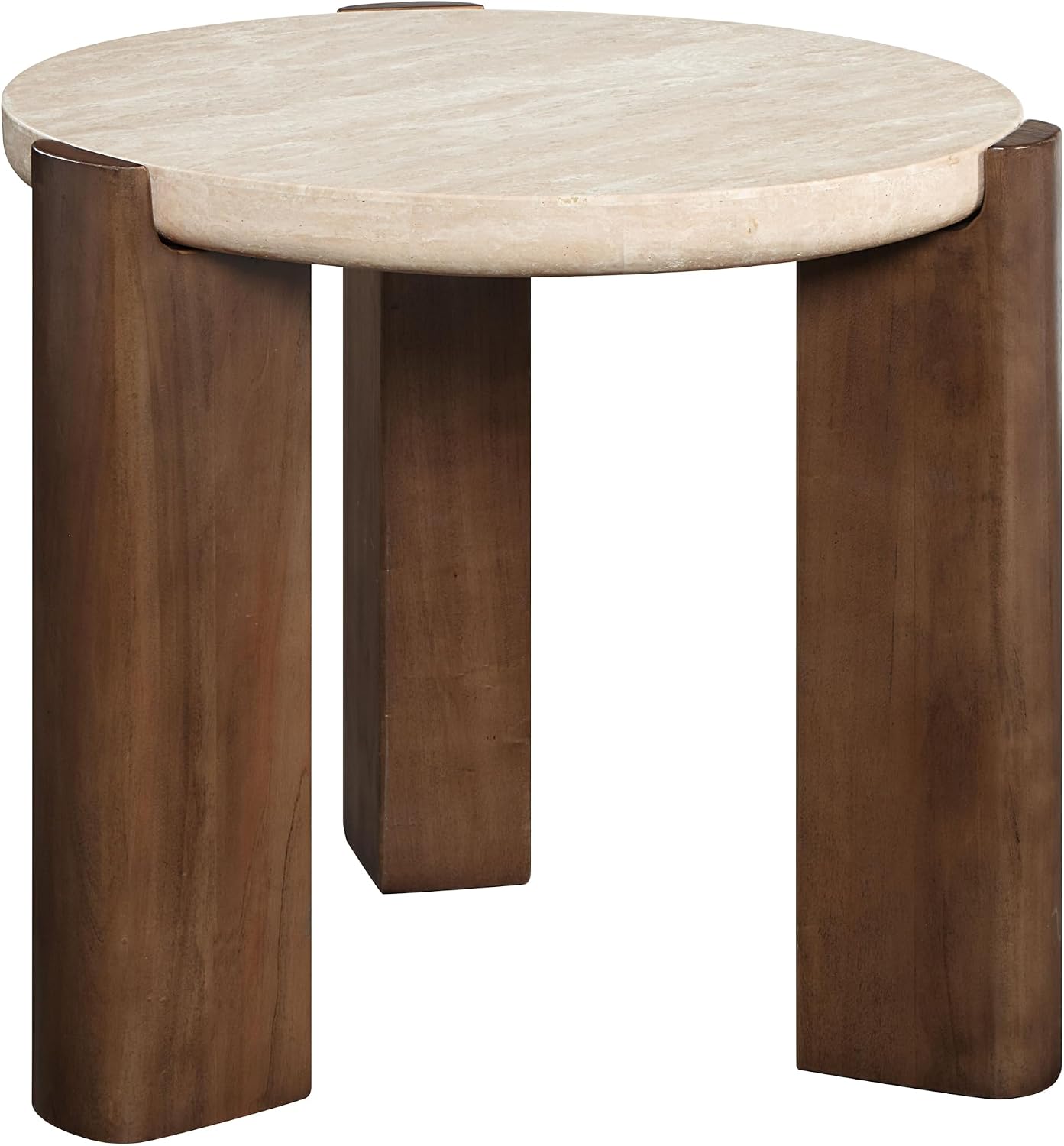 Acme Furniture Leonardo End Table in Travertine Top & Dark Oak