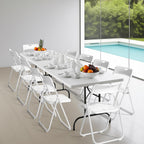 Karl home 10 Pcs Folding Chair, 300LBS Lightweight Foldable Plastic Chair, Reinforced Metal Frame Easy to Fold & Store for Indoor & Outdoor, Wedding, Party, Meeting Room, Patio and Garden, White