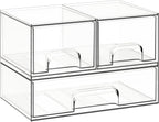 Criusia Stackable Storage Drawers, 3 Pack Clear Acrylic Makeup & Bathroom Organizer, Versatile Storage Bins for Vanity, Under Sink, Kitchen Cabinets & Pantry