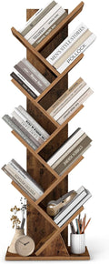 VASAGLE Custos Collection - Tree Bookshelf, Modern Bookcase, Floor Standing Book Shelf, for Bedroom, Living Room, Home Office, 7.9 x 15 x 45.4 Inches, Rustic Brown ULBC609K01