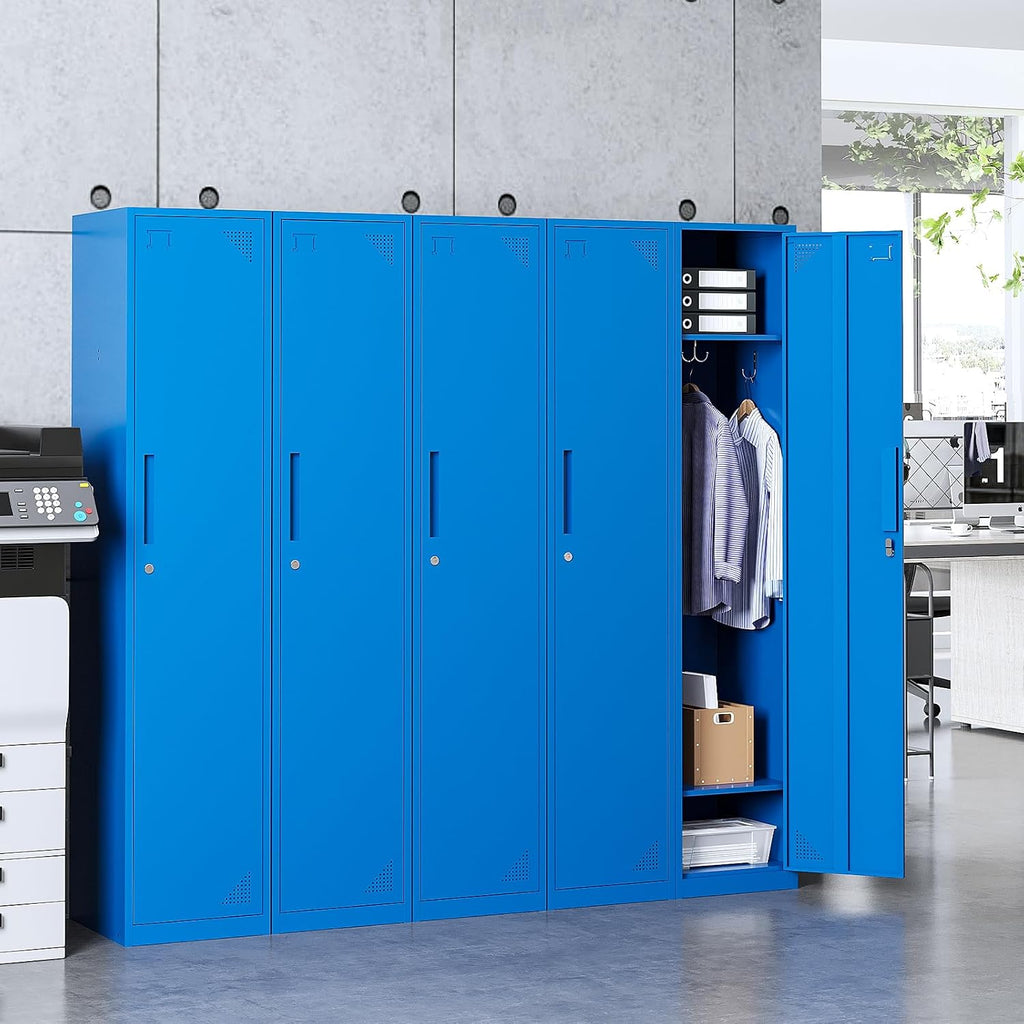 Yizosh Metal Locker with 1 Doors, Tall Steel Storage Lockers for Employees - 71" Locker Storage Cabinets for School, Gym, Home, Office, Garage (Blue)