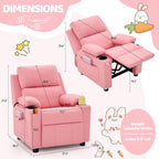 Korser Kids Recliner Chair, PU Leather Toddler Recliner with Cup Holder, Kid Recliner Sofa with Footrest, Push Back Child Reclining Chair with Side Pockets for Children Boys Girls Room, Pink
