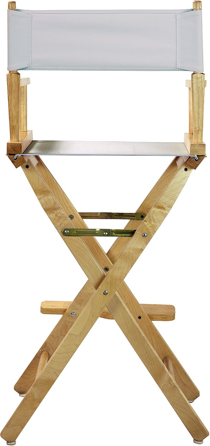 Casual Home 30" Director's Chair Natural Frame-with White Canvas, Bar Height