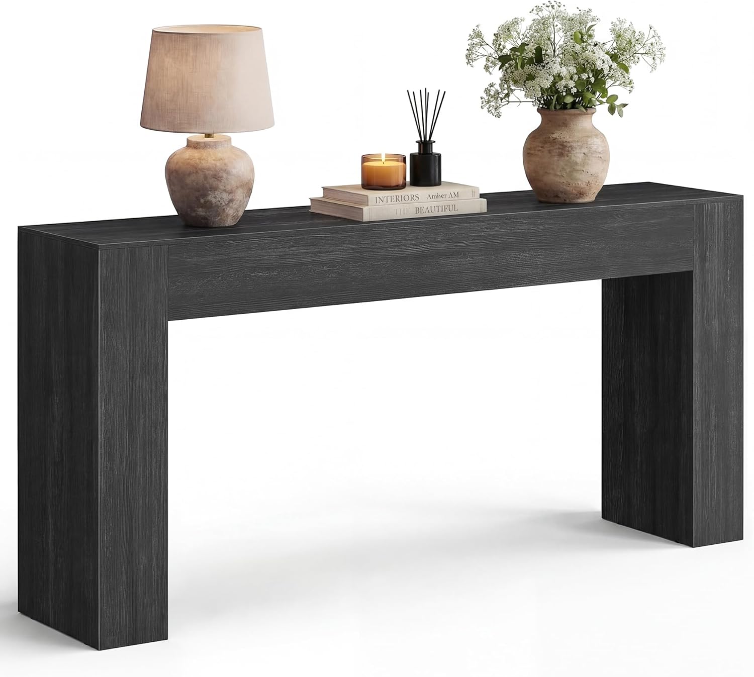 VASAGLE Entryway Table, Long Console Table, Thick Tabletop, Farmhouse Style, for Hallway, Behind the Couch, Living Room, Foyer, Easy Assembly, 11.8 x 63 x 31.5 Inches, Charcoal Gray ULNT147BA01S