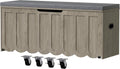 DHZ 47.2" Storage Bench, Storage Chest with Cushion Seat, 4 Swivel Wheels & 2 Safety Hinges, Wooden Entryway Bench with Storage, Large Toy Box for Entryway, Living Room, Bedroom