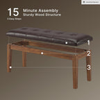 Signature Design by Ashley Ralene Tufted Upholstered Dining Room Bench, Medium Brown | Plush wipe-clean faux leather cushion, Frame of veneers, wood and engineered wood, Versatile 2-person entryway seating