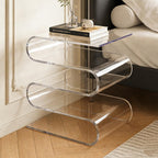 Acrylic Side Table S Shaped Multi 5 Tier Display Shelf Magazine Holder Bookshelf Organizer Vertical Nightstand End Table Coffee Table for Living Room Bedroom Office Patio (Clear)