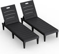 Greesum Outdoor Chaise Lounge Chair Set of 2, Waterproof 5-Position Adjustable PP Sun Loungers for Patio, Poolside, and Beach Sunbathing, Black