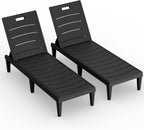 Greesum Outdoor Chaise Lounge Chair Set of 2, Waterproof 5-Position Adjustable PP Sun Loungers for Patio, Poolside, and Beach Sunbathing, Black