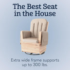 Foundations SafeRocker Glider Rocker with Steel Swivel - Baby Feeding and Rocking Chair for Nursery, Daycare Environment - Nursery Rocking Chairs with Wood Skirt Base - Tan Vinyl