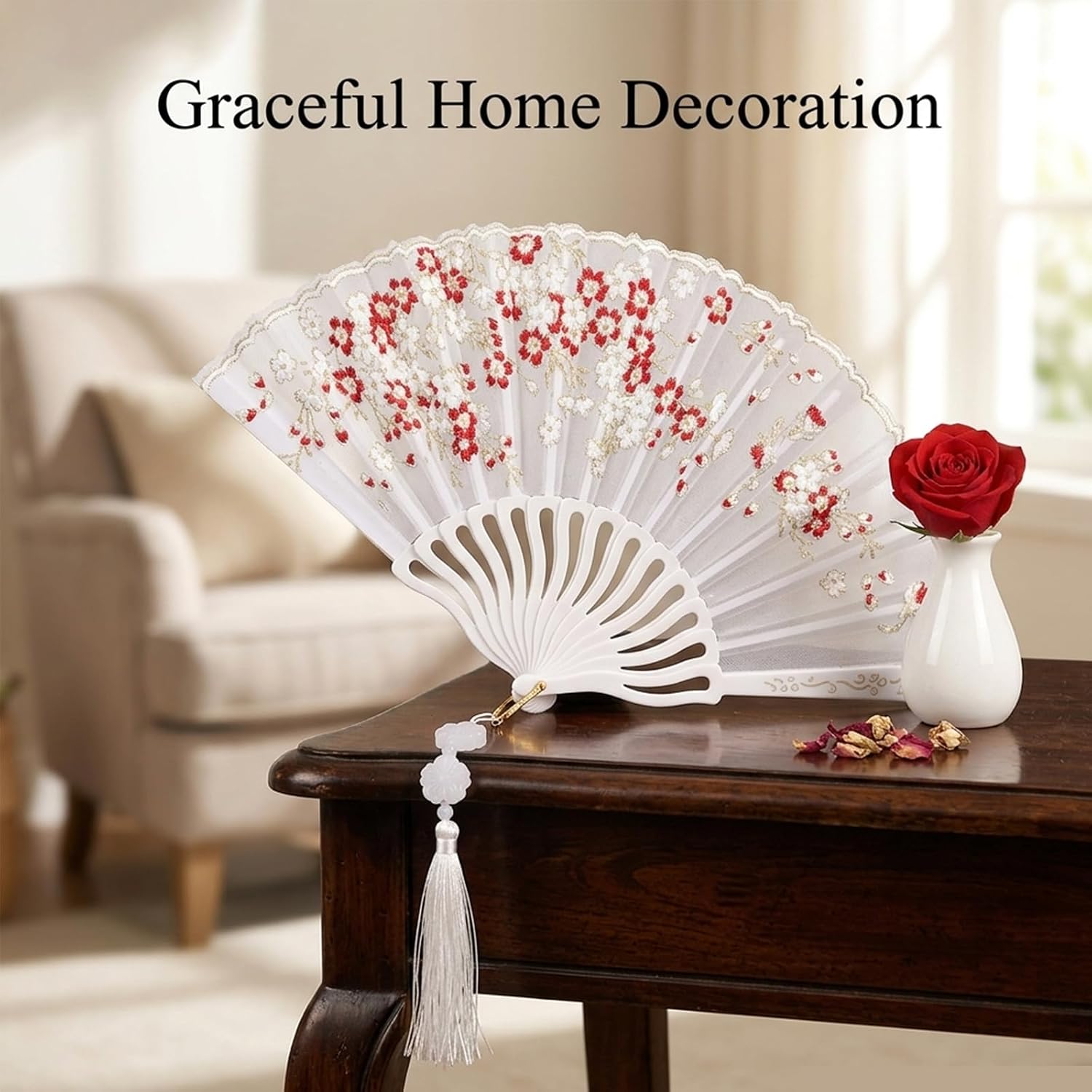 Folding Fans Hand Fan Foldable: Handheld Fan Chinese Folding Fans for Women Wedding Decoration Dancing Party