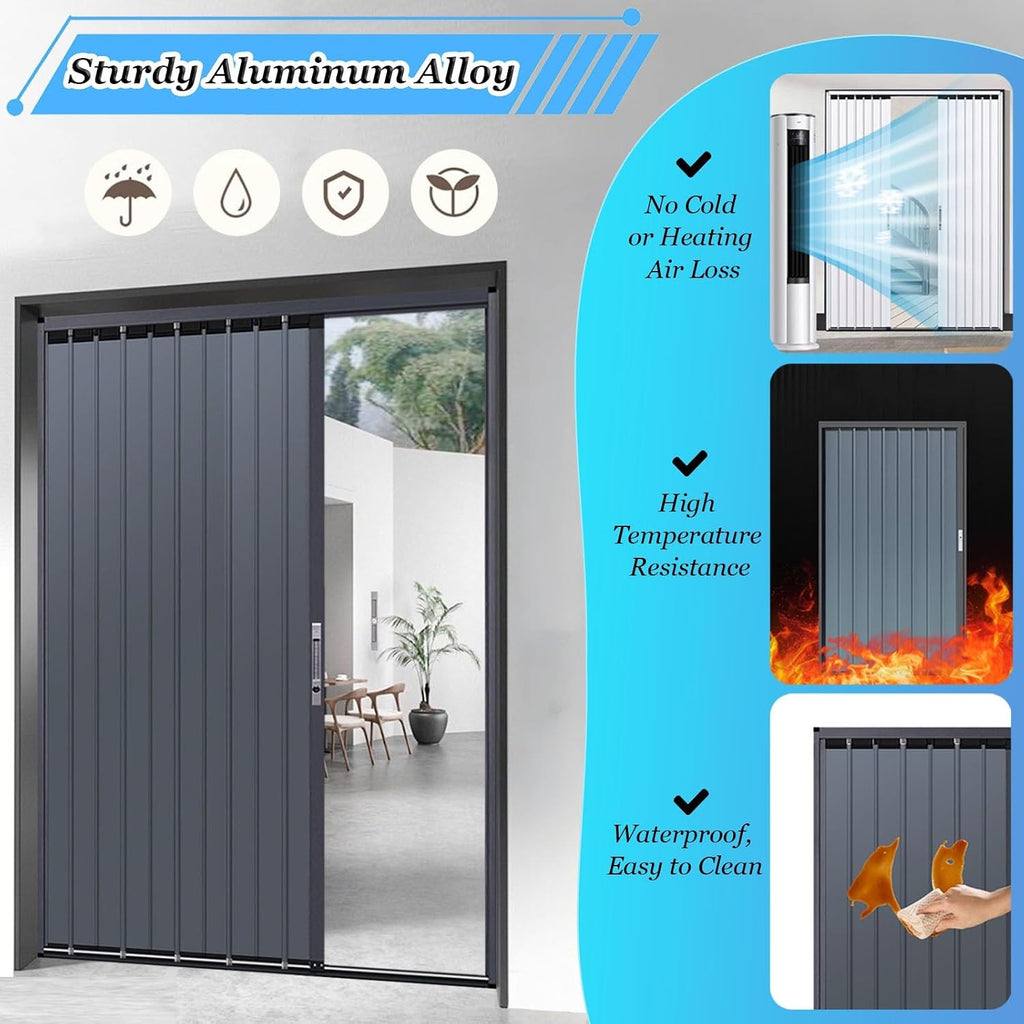 Lockable According Folding Sliding Door Aluminum Customizable, Warehouse Pantry Gate with Key, Room Privacy Dividers Partition Wall for Closet Kicchen(60x82in WXH)