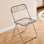 Acrylic Folding Chair, Transparent Folding Chair, Portable Metal Frame Foldable Chair for Home, Office, and Events-Gray