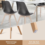 OLIXIS Dining Chairs Set of 4, PU Leather Upholstered Kitchen Chairs with Solid Wood Legs, Mid Century Modern Accent Chairs for Living Room, Bedroom, Patio, Black