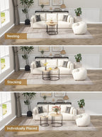 YORKING Nesting Coffee Table Set of 2, Round Table Set, Morden End Side Night Stand for Bedroom Dining Room （Wood）